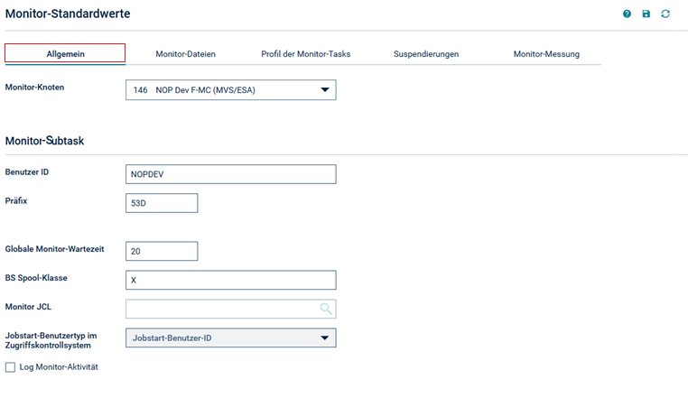Monitor-Standardwerte - Register Allgemein