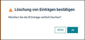 Funktion "Eintrag l&ouml;schen" best&auml;tigen ...