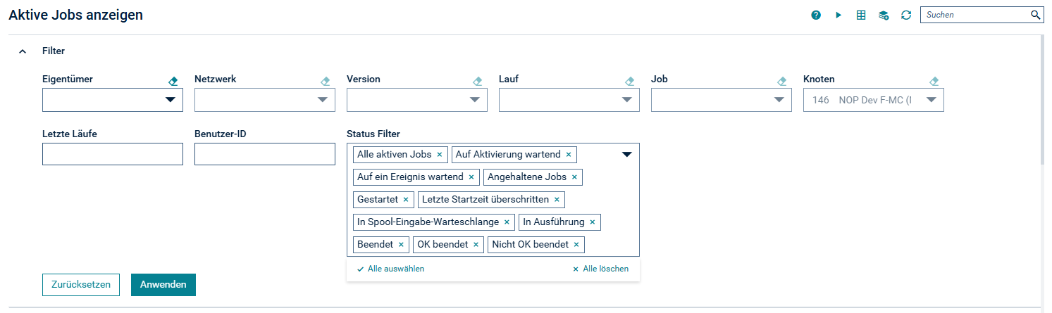 Filter Aktive Jobs eines Knotens anzeigen