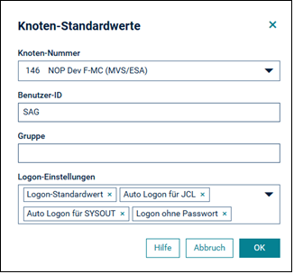 Knoten-Standardwerte