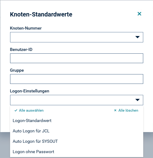 Knoten-Standardwerte