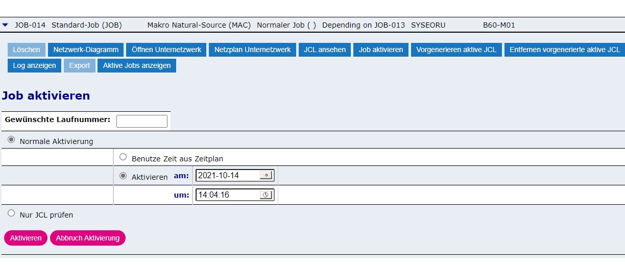 Aktivierung Jobs
