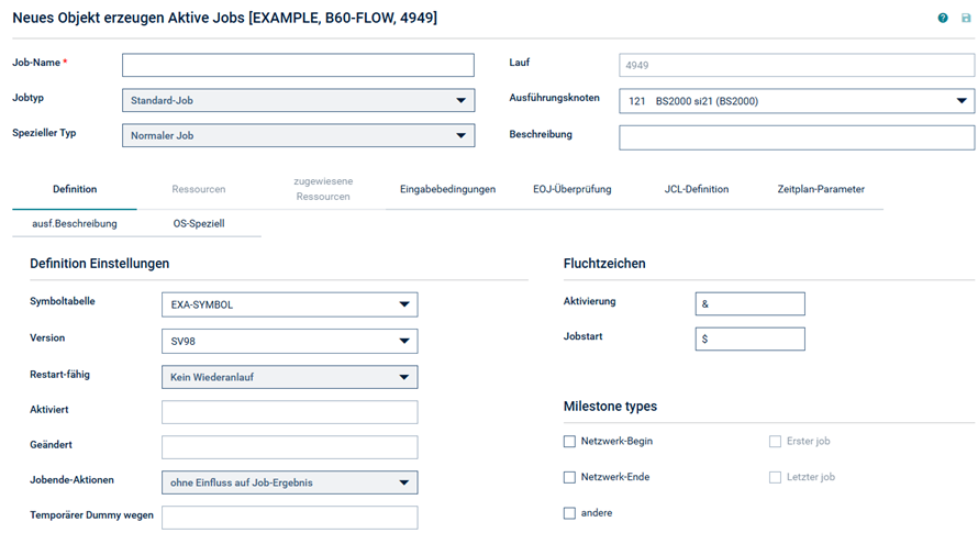 Neues Objekt erzeugen Aktive Jobs