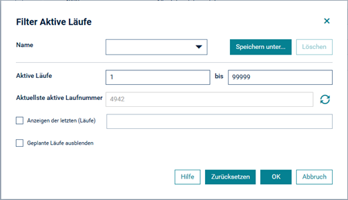 Filter Aktive L&auml;ufe, benannt