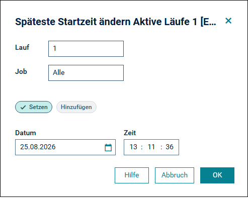Sp&auml;teste Startzeit &auml;ndern
