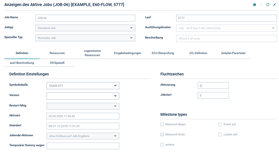 Aktiven Job anzeigen