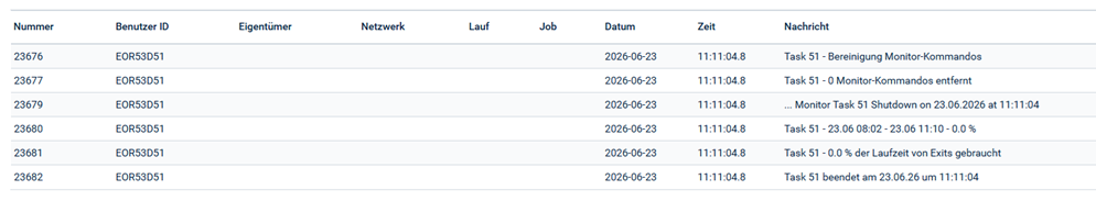 Log anzeigen Tasks