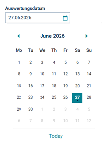 Kalender für Auswertungsdatum