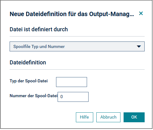 &Auml;ndern Dateidefinition f&uuml;r Output Management