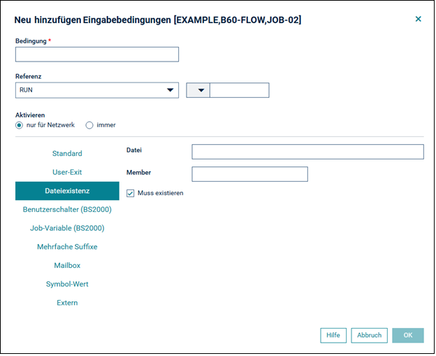 Typenspez. Einstellungen - Dateiexistenz