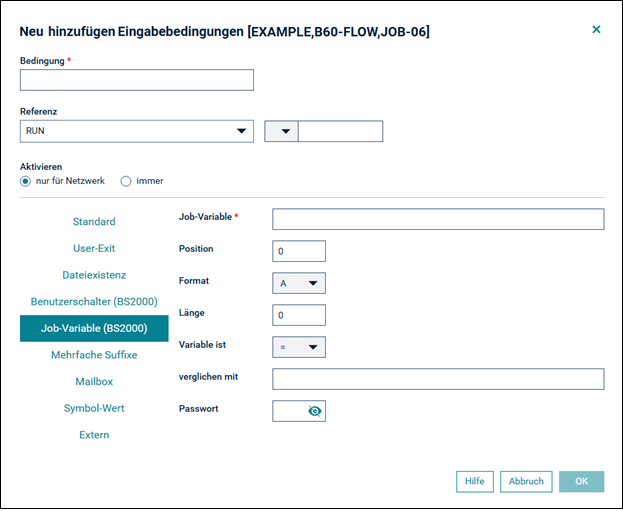 Typenspez. Einstellungen - Jobvariable