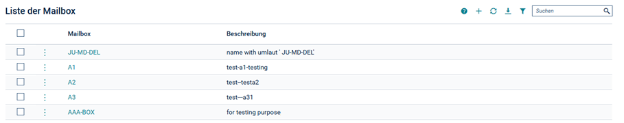 Liste der Mailboxen