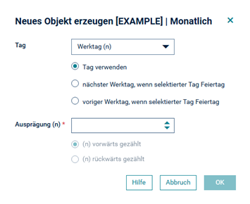 Spezieller Werktag, monatlich