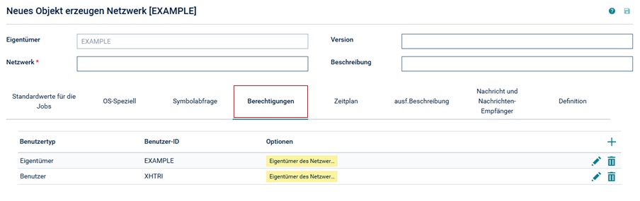 Register "Berechtigung"