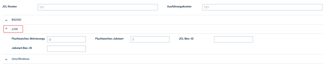 Register "OS Speziell" z/OS