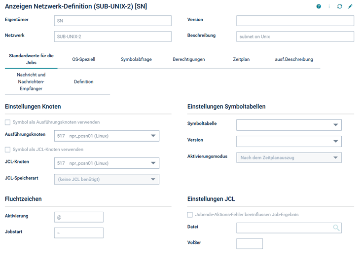Netzwerk-Definition des Unternetzwerks