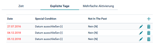 Zeitplan definieren Explizite Tage
