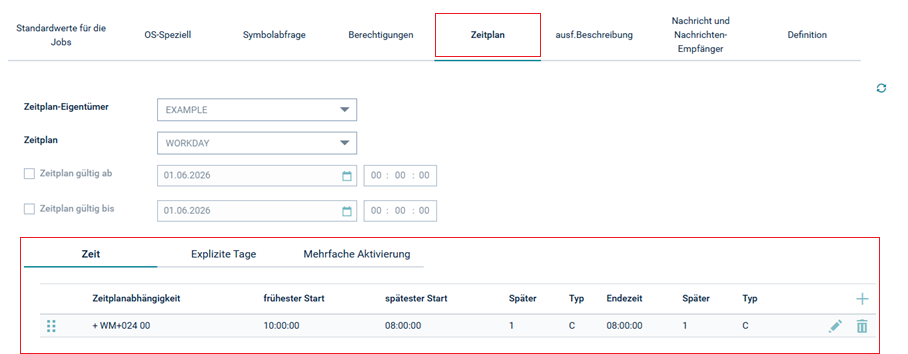 Neues Objekt erzeugen Zeitrahmen