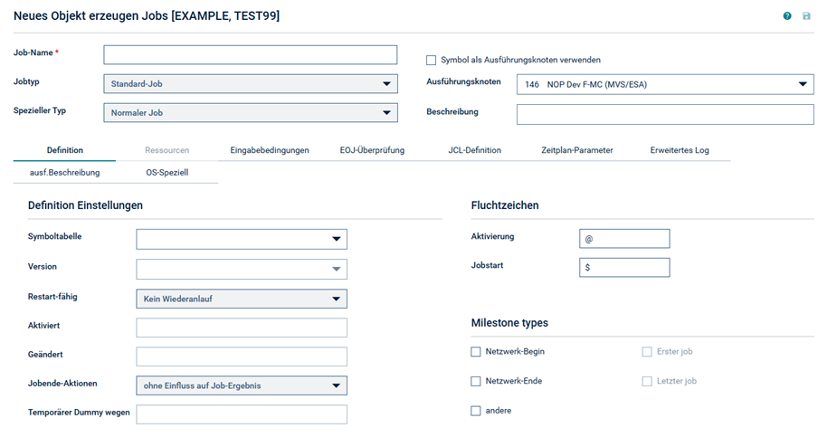 Neue Job-Definition anlegen