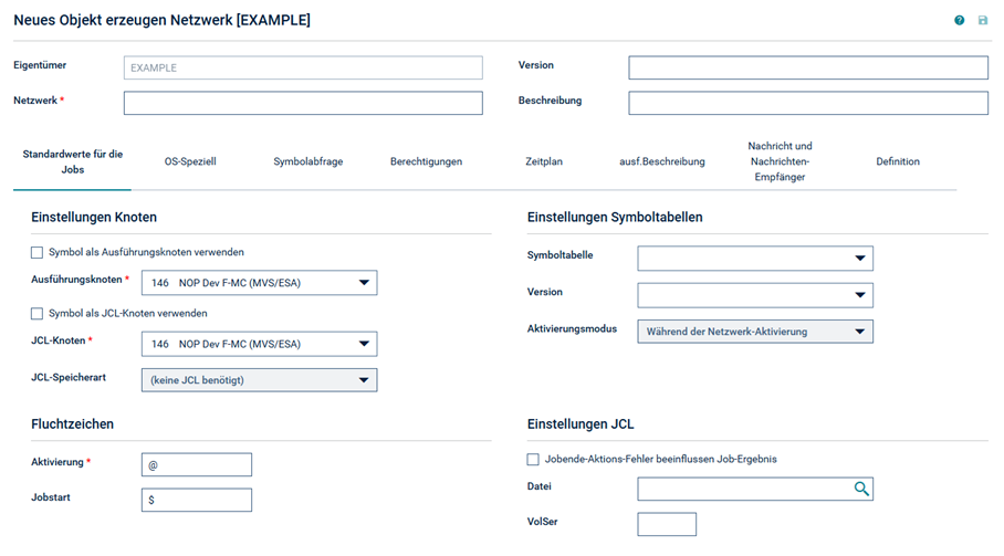 Neues Objekt erzeugen Netzwerk