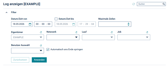Auswahl Log-Anzeige Eigent&uuml;mer