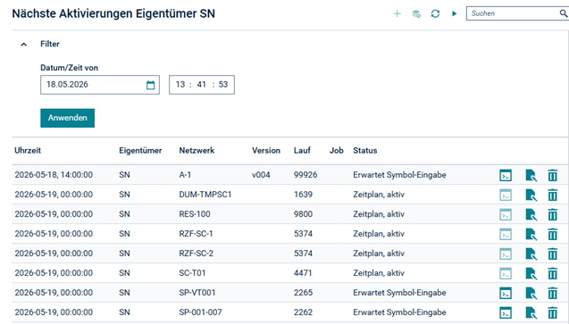 N&auml;chste Aktivierungen (eigent&uuml;merspezifisch)