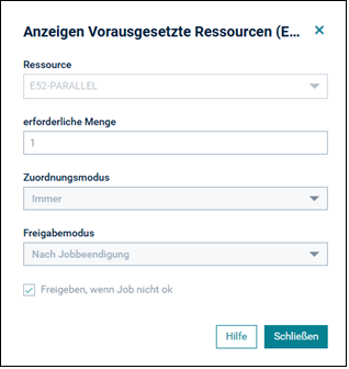 Anzeigen Vorausgesetzte Ressourcen