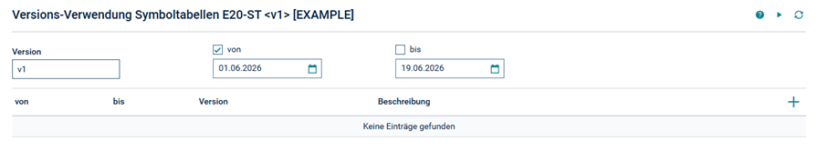 Versions-Verwendung, Liste