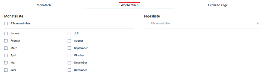 Wöchentlicher Zeitplan