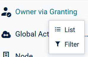 Context menu for Owner via Granting