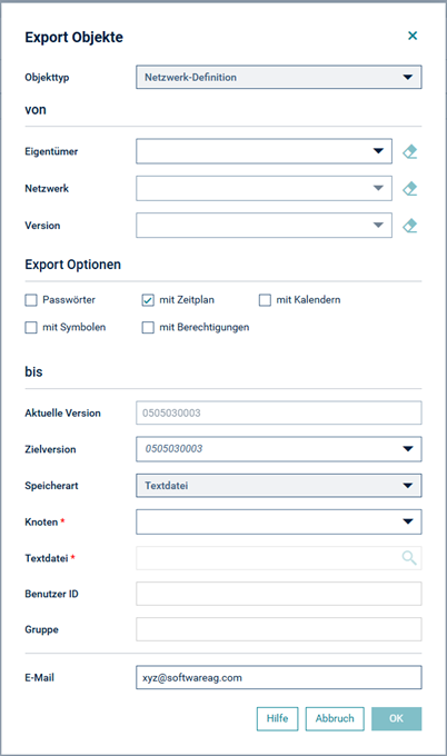 Export objects, text file