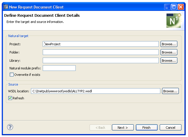 Screenshot: Define Request Document Client Details