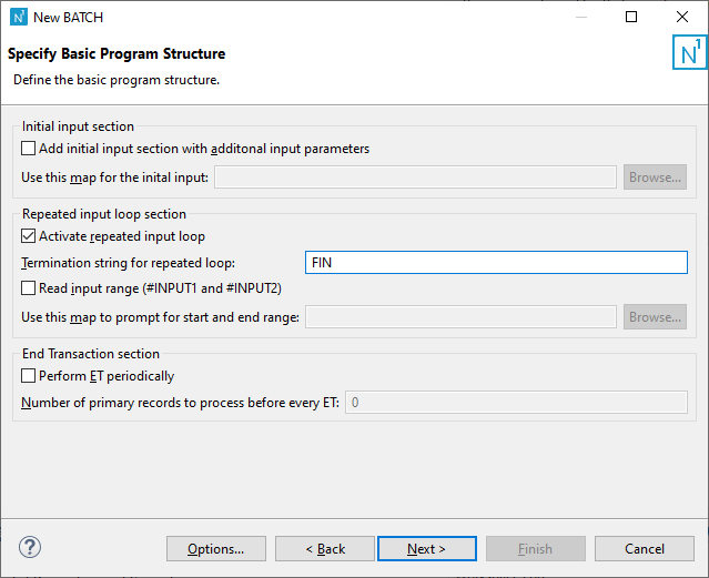 Panel: Specify Basic Program Structure