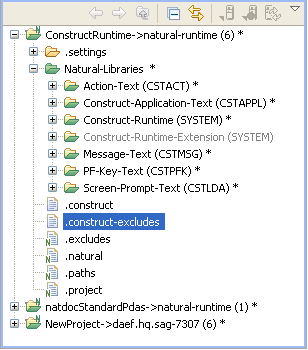 construct excludes file