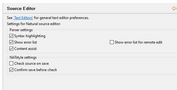 Source editor NATstyle preferences