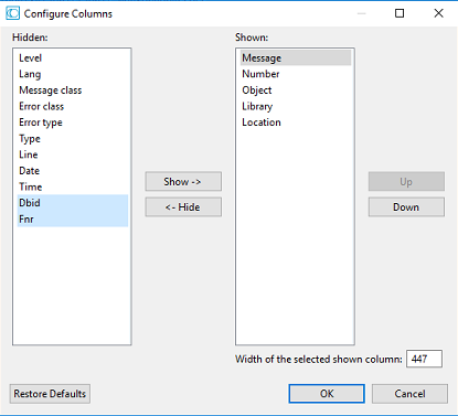 LastMsg - configure columns