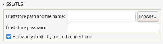 Enter the truststore path file and password in the respective fields.