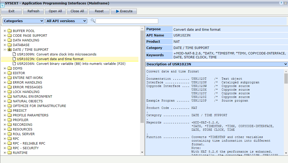 SYSUTIL interface - SYSEXT utlity example API USR1023N