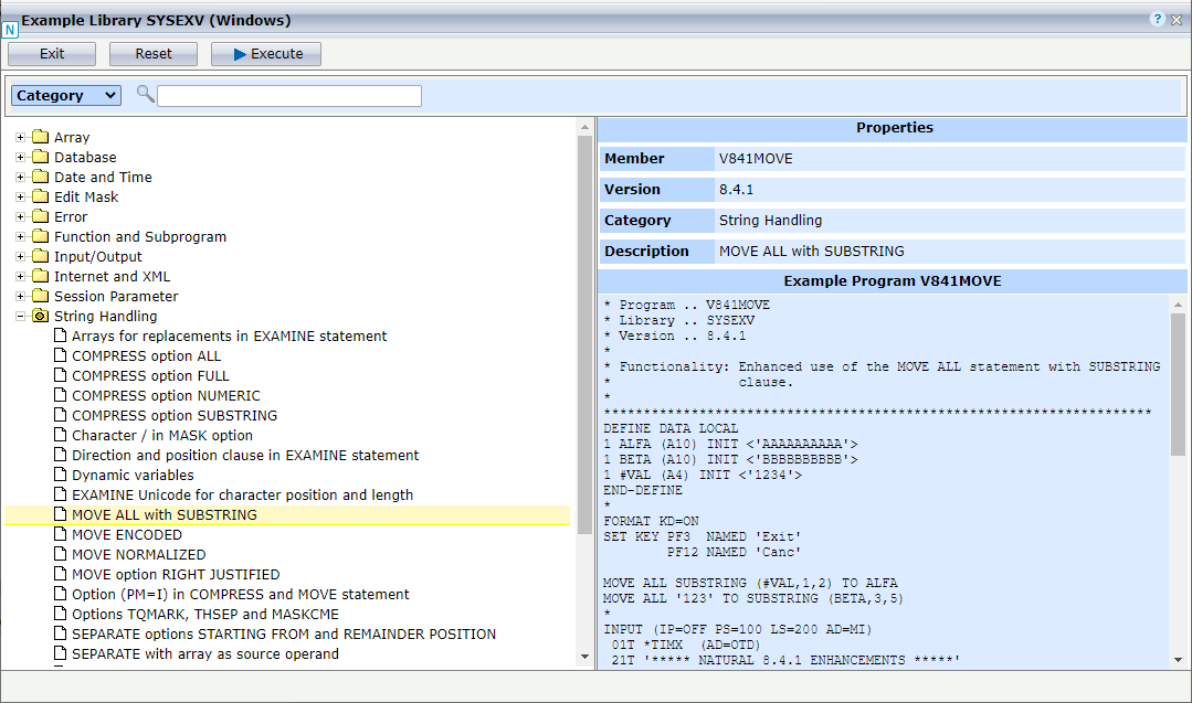 SYSUTIL interface - SYSEXV utlity example MOVE ALL with SUBSTRING
