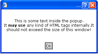 Example of an OK pop-up