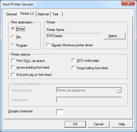 LU Printer Session - Printer LU