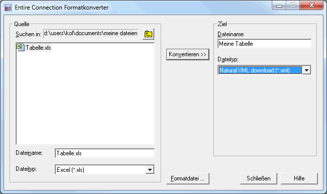 Formatkonverter - Beispiel