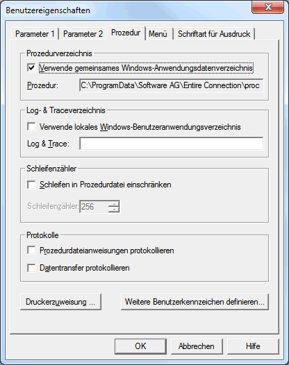 Benutzereigenschaften - Prozedur