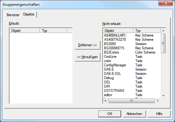 Gruppeneigenschaften - Objekte