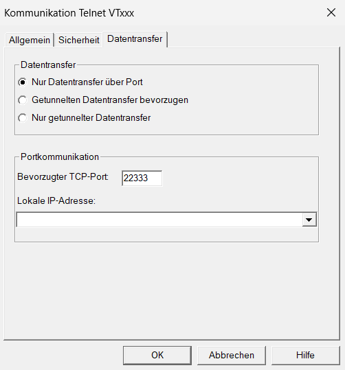 Kommunikation VTxxx - Datentransfer
