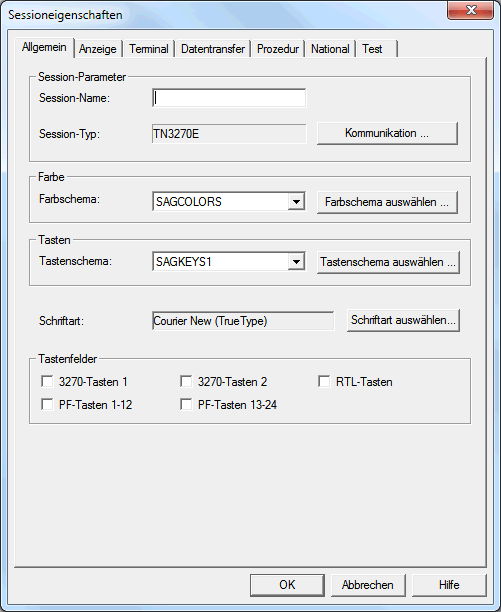 Session-Eigenschaften - Allgemein