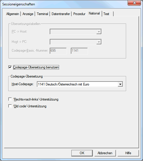 Session-Eigenschaften - National