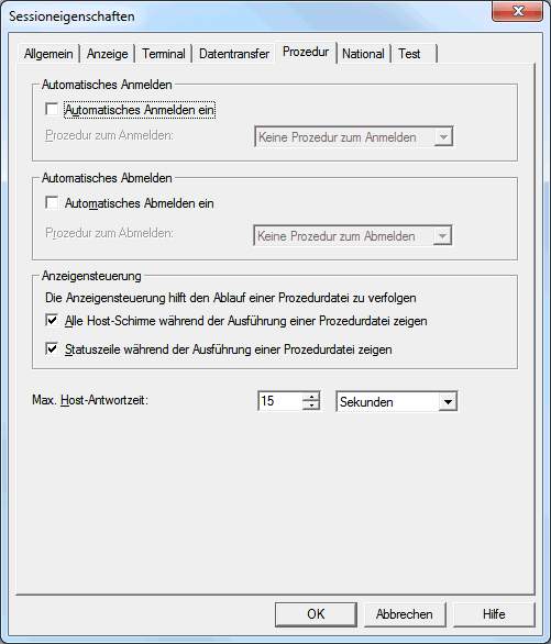 Session-Eigenschaften - Prozedur