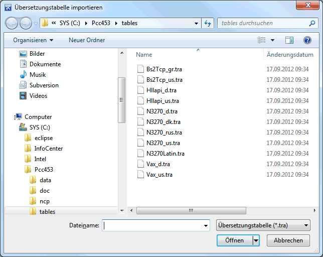 Übersetzungstabellen importieren