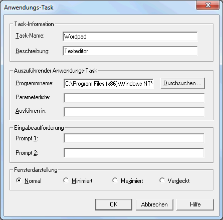 Beispiel f&uuml;r Anwendungs-Task